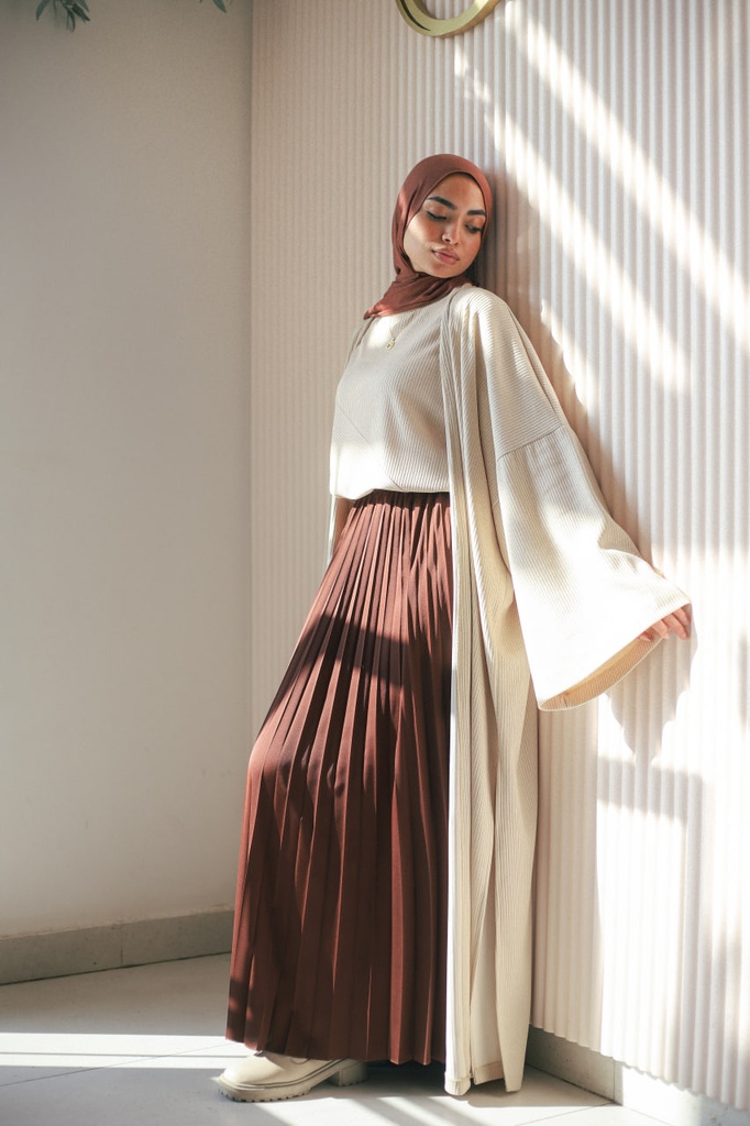 Chocolate Satin Accordion Skirt