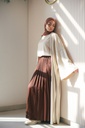 Chocolate Satin Accordion Skirt