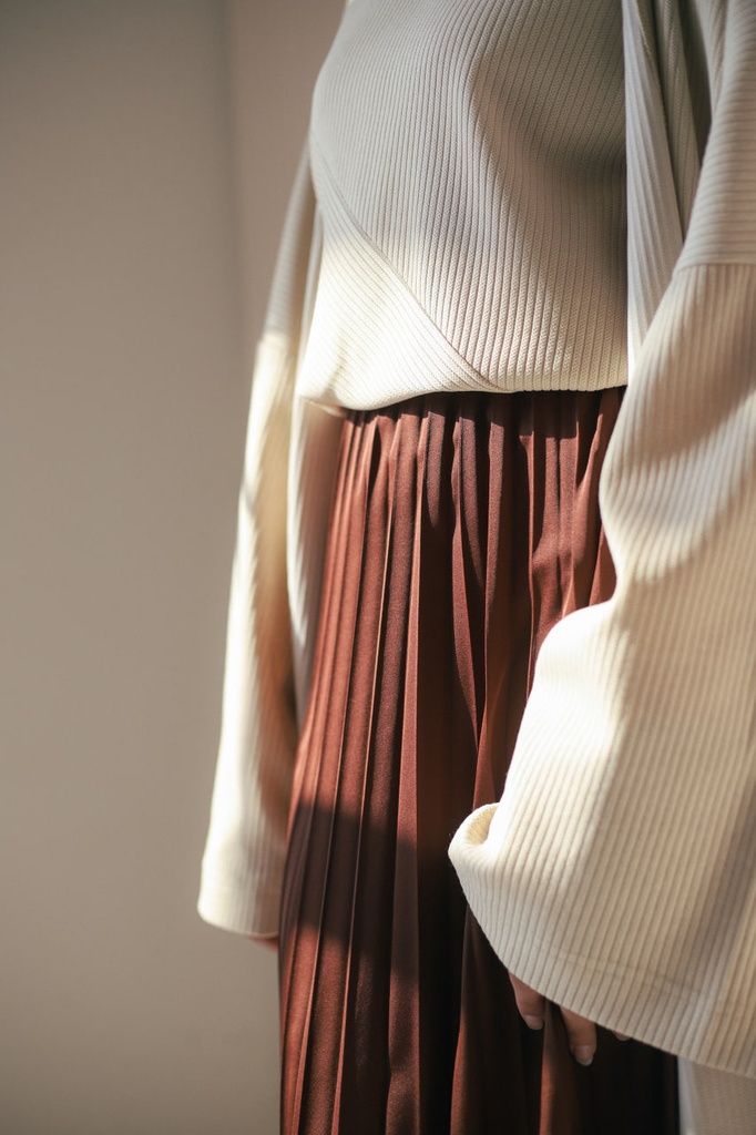 Chocolate Satin Accordion Skirt