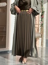 Olive Satin Accordion Skirt