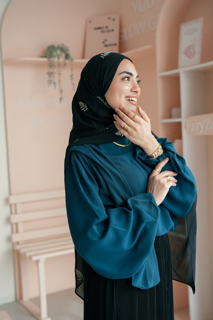 Teal Louvre Blouse