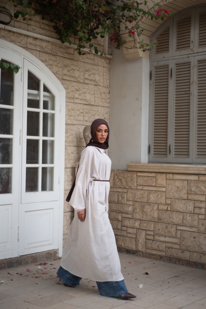 Beige Stripea Shirt 
