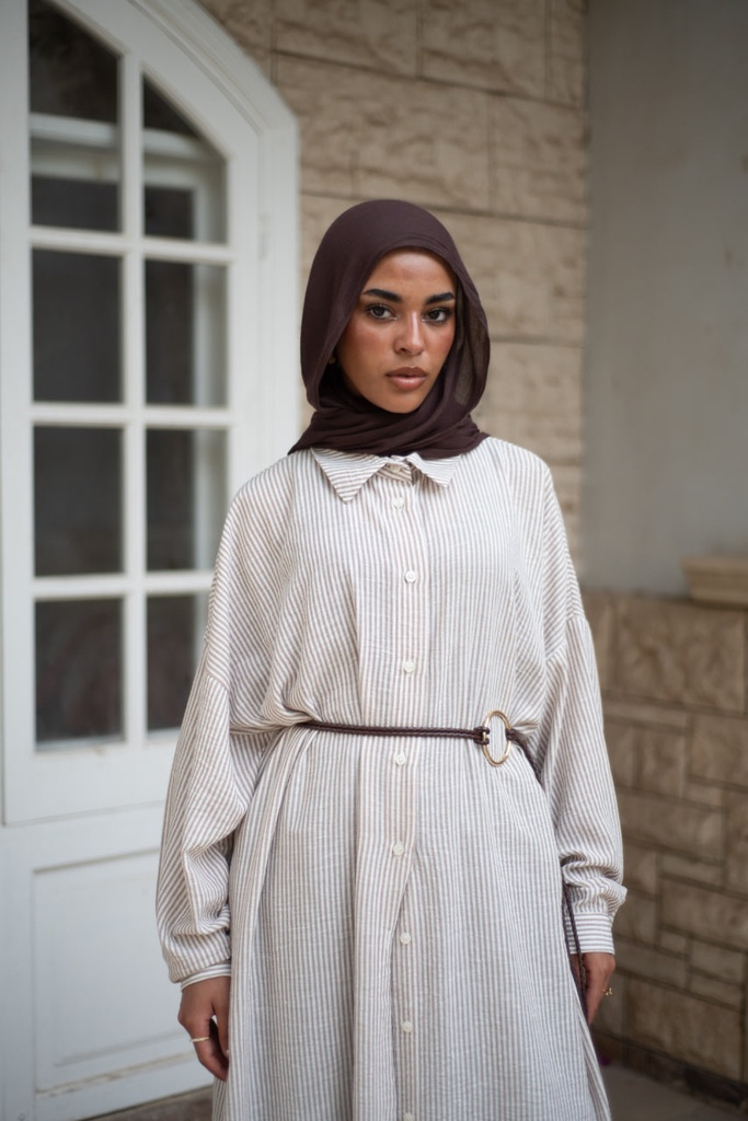 Beige Stripea Shirt 