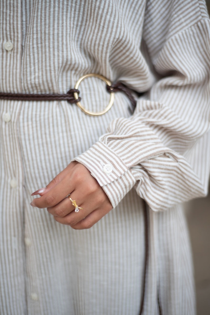 Beige Stripea Shirt 