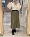 Olive Accordion leather Skirt