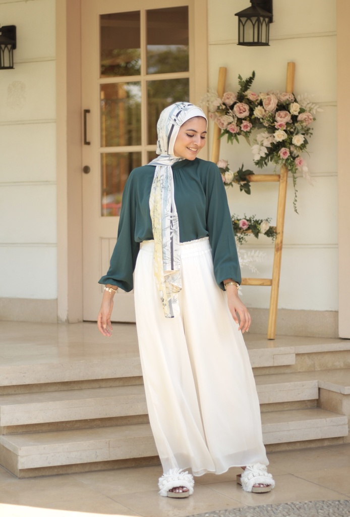 Ivory Aura Chiffon Pants