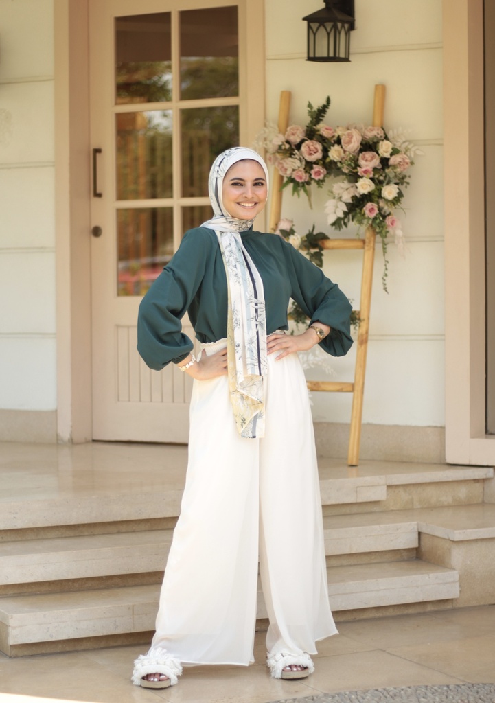 Ivory Aura Chiffon Pants
