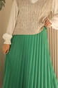 Green Accordion Suede Skirt