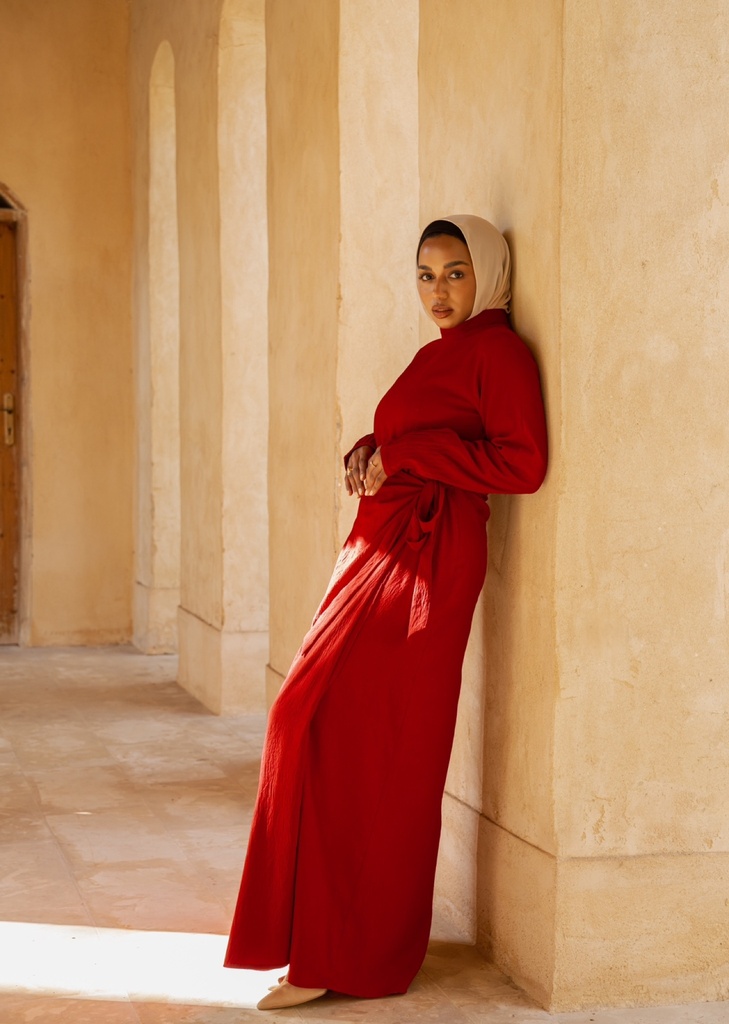 Red Aleena Wrap Dress