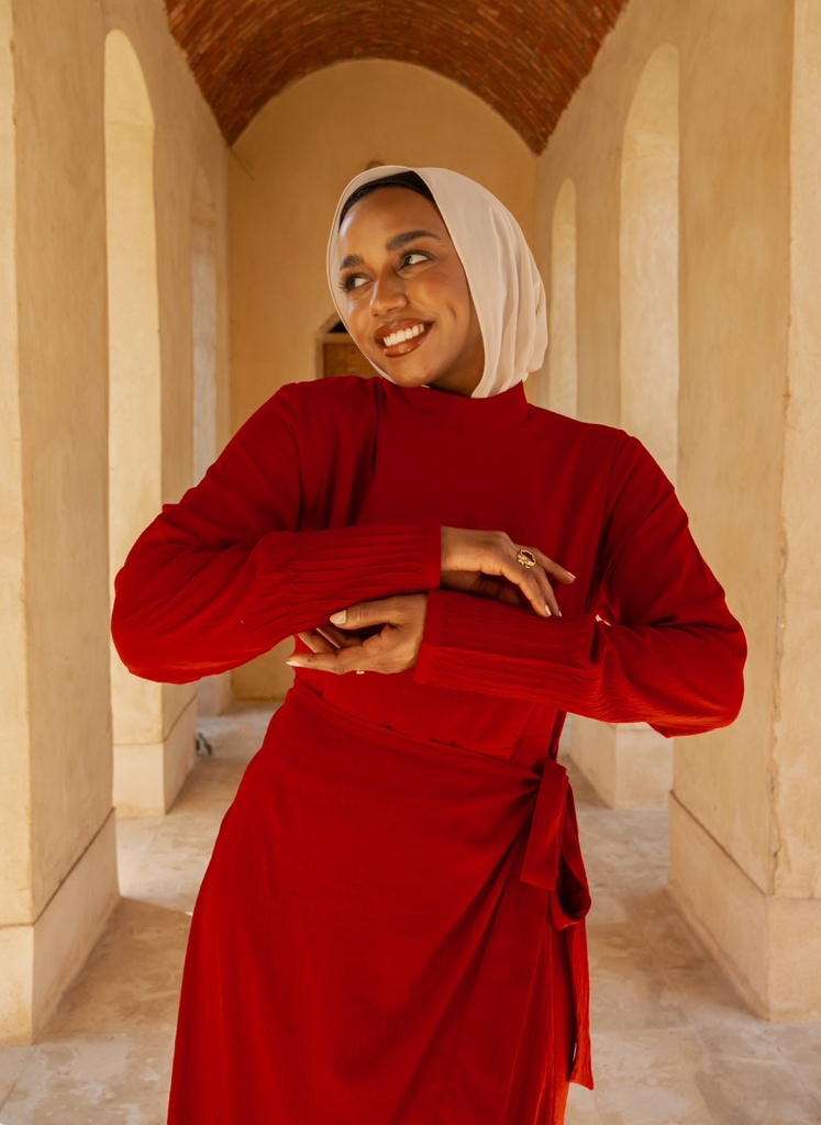 Red Aleena Wrap Dress
