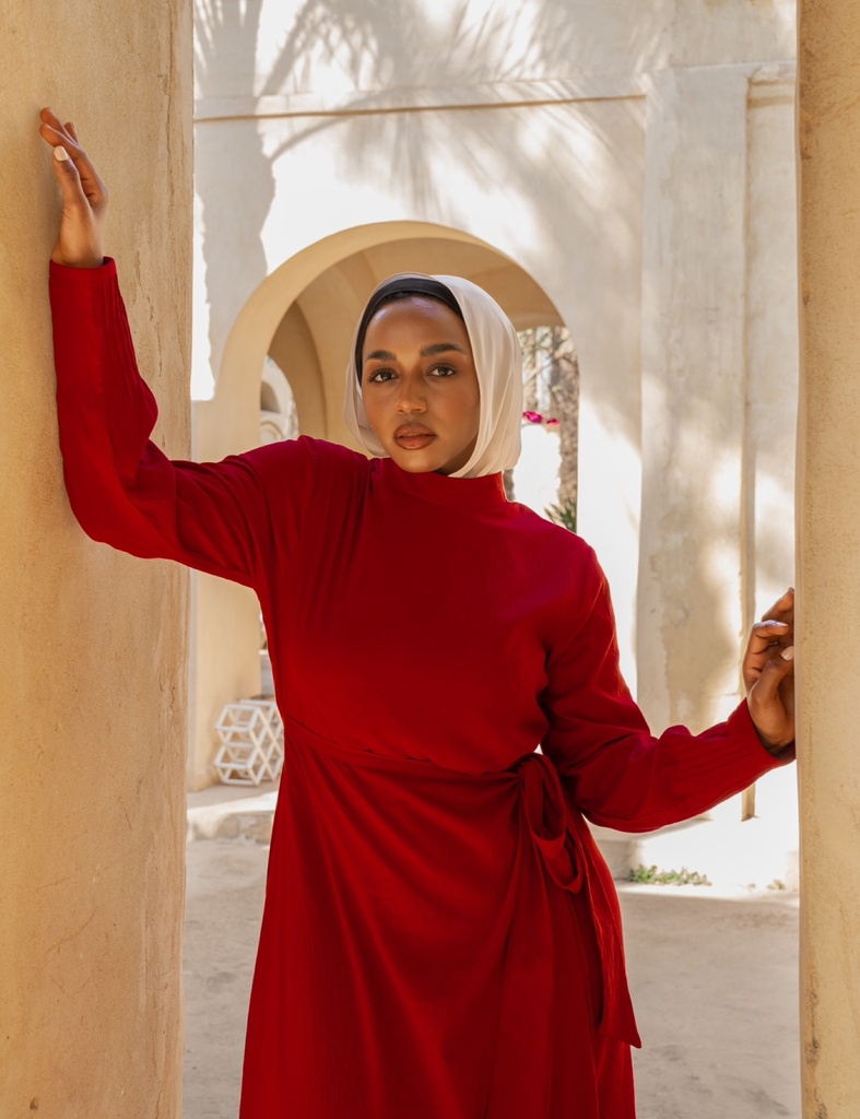 Red Aleena Wrap Dress