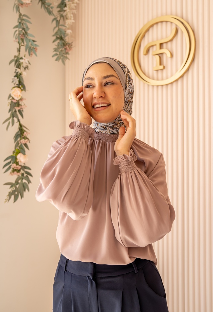 Coffee Turtleneck Blouse