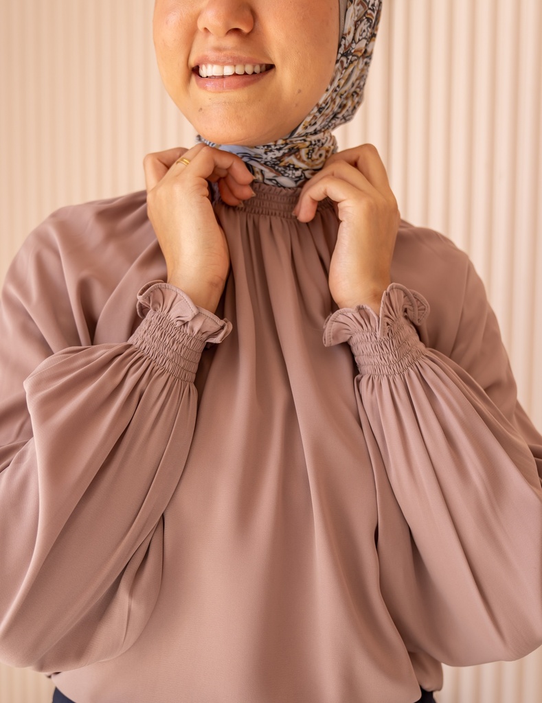 Coffee Turtleneck Blouse