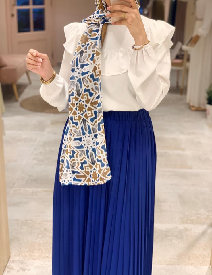 Royal Blue Pleated Skirt