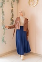 Navy Satin Accordion Skirt