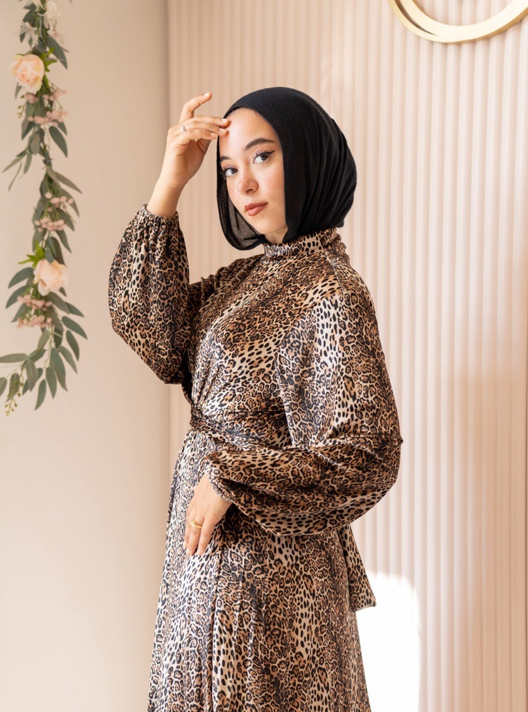 Feline Pleated Dress
