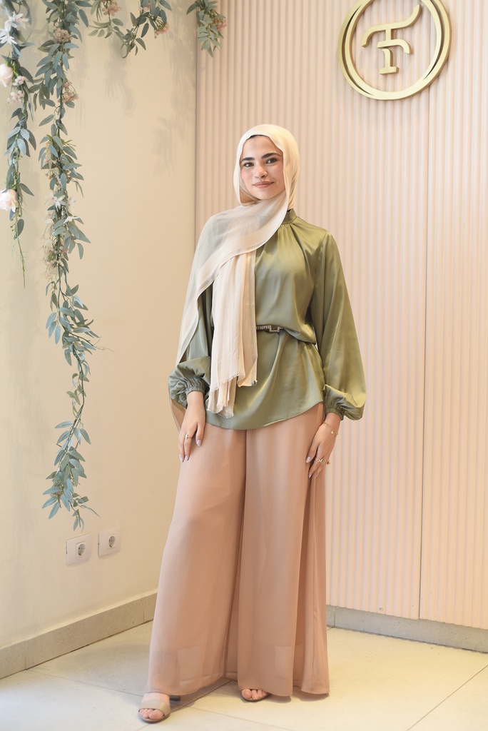 Tan Aura Chiffon Pants 