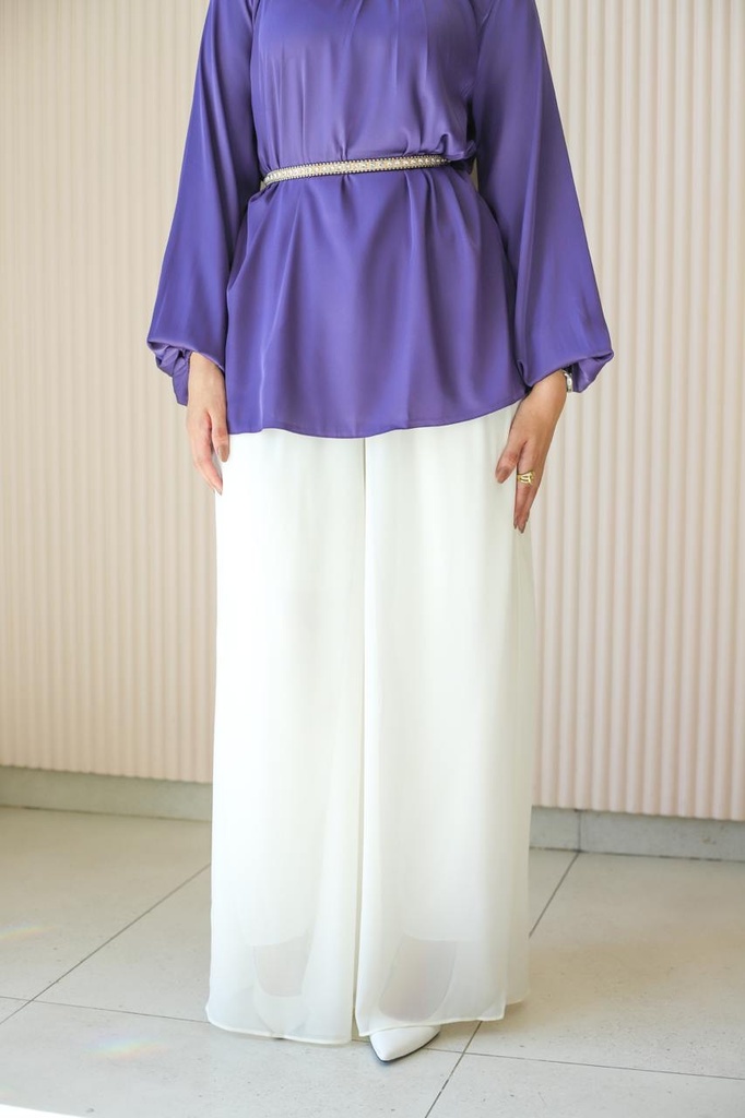 Ivory Aura Chiffon Pants