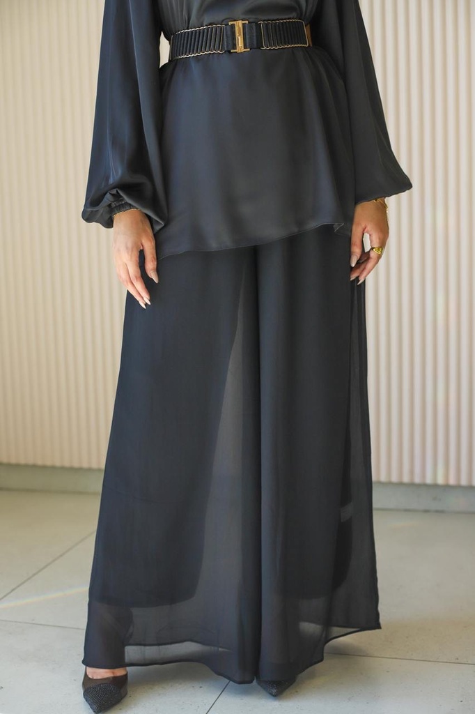 Black Aura Chiffon Pants