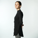 Double Layer Long Fit Long Sleeves Basic T-Shirt- Black  