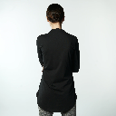 Double Layer Long Fit Long Sleeves Basic T-Shirt- Black  
