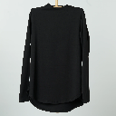 Double Layer Long Fit Long Sleeves Basic T-Shirt- Black  