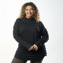 Double Layer Long Fit Long Sleeves Basic T-Shirt- Black  