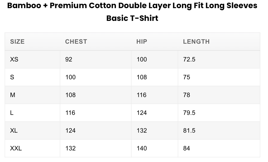 Double Layer Long Fit Long Sleeves Basic T-Shirt- White