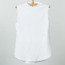 Double Layer Long Fit Sleeveless Basic T-Shirt-White