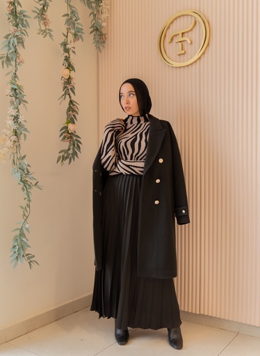 Black Satin Accordion Skirt