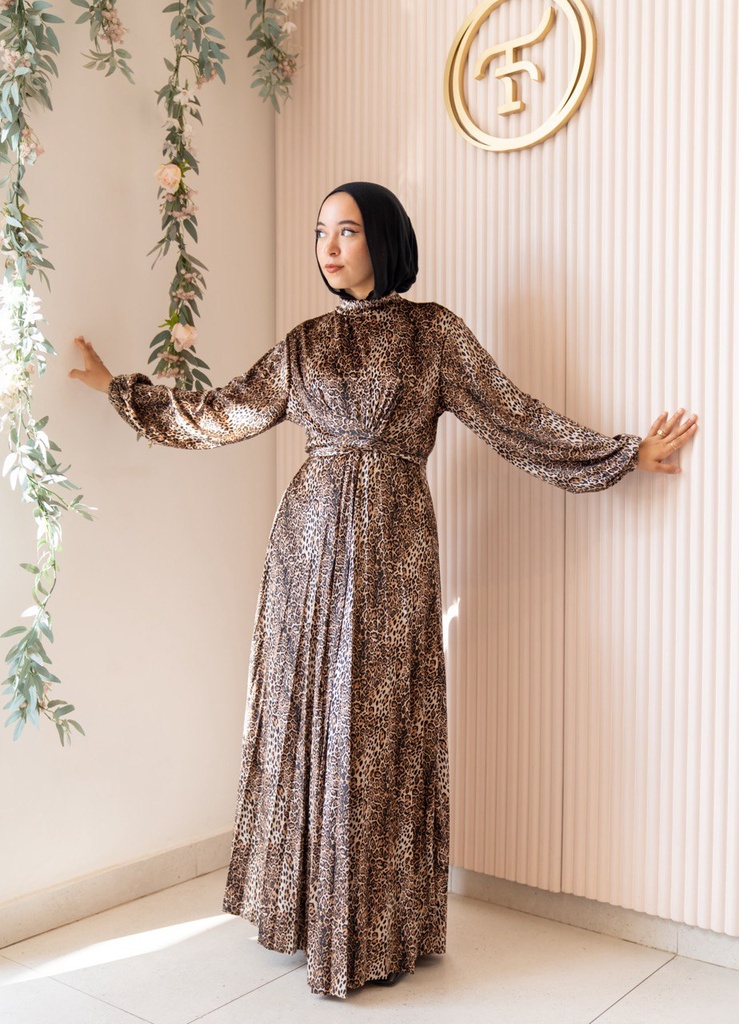 Feline Pleated Dress