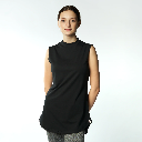 Double Layer Long Fit Sleeveless Basic T-Shirt-Black