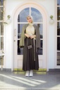 Olive Satin Accordion Skirt