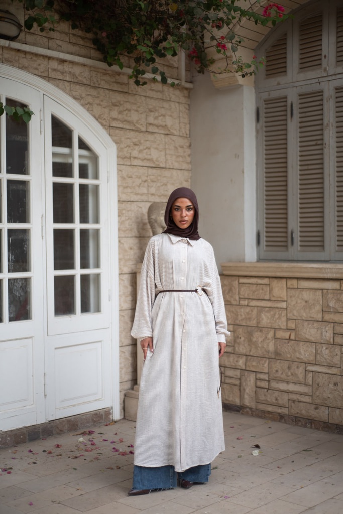 Beige Stripea Shirt 