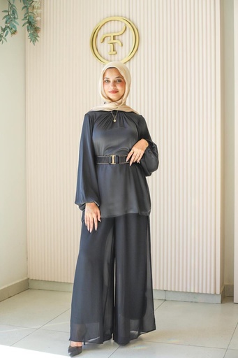 Black Aura Chiffon Pants