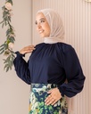 Dark Blue Turtleneck Blouse