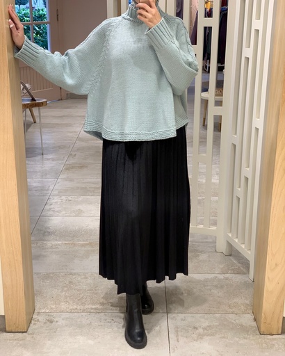 Black Accordion velvet Skirt