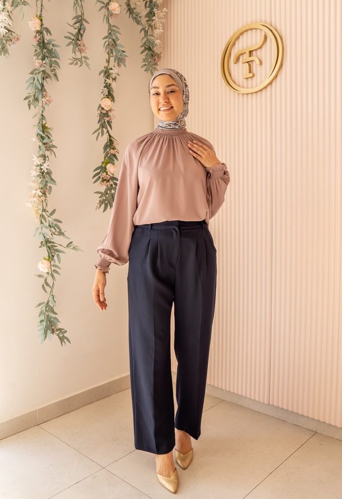 Coffee Turtleneck Blouse