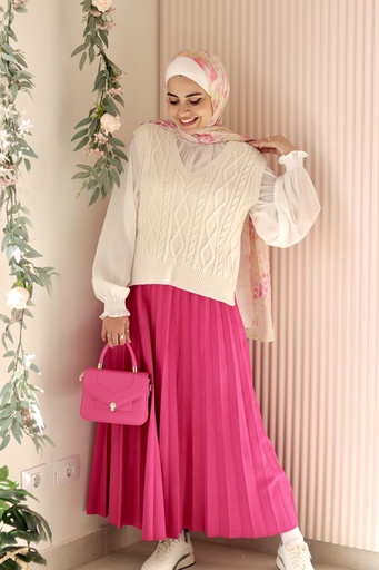 Fuchsia Accordion Suede Skirt