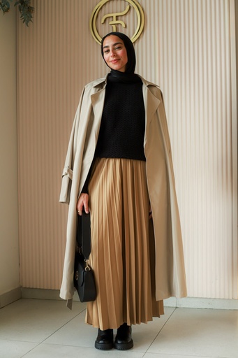 Café Satin Accordion Skirt