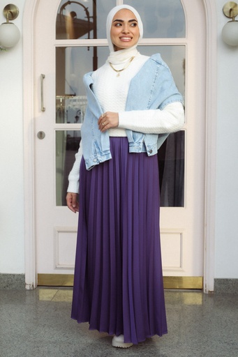 Violet Satin Accordion Skirt
